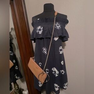 Valentino by Mario Valentino Spa tan colored crossbody with gold chain. NWT.